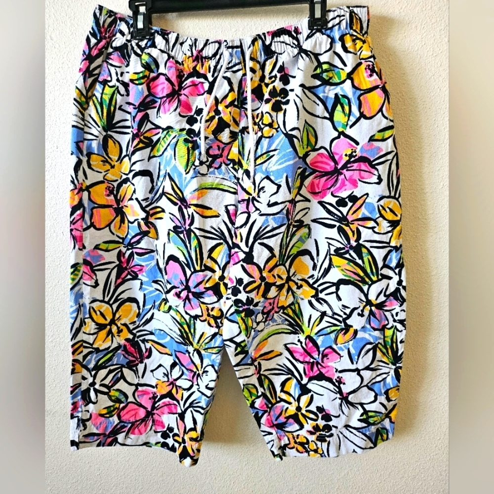 Coral Bay Women's  Colorful Floral Capris Travel Short Size XL